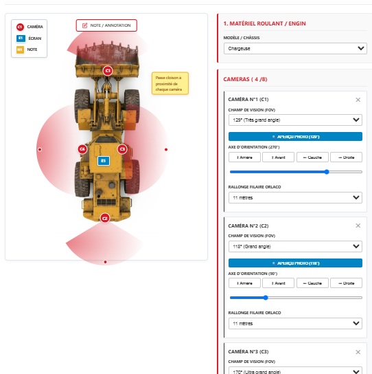 Caméra embarquée sur engin de chantier
